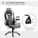 Cadeira de escritório ergonômica Altura ajustável apoio de Braço dobrável com 5 rodas Carga 120 kg 65x69x112 - 122 cm cinza