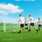 Baliza de Futebol com Suporte de Metal e Rede para Treino e Diversão de Futebol no Jardim Ar Livre 186x62x123 cm Branco