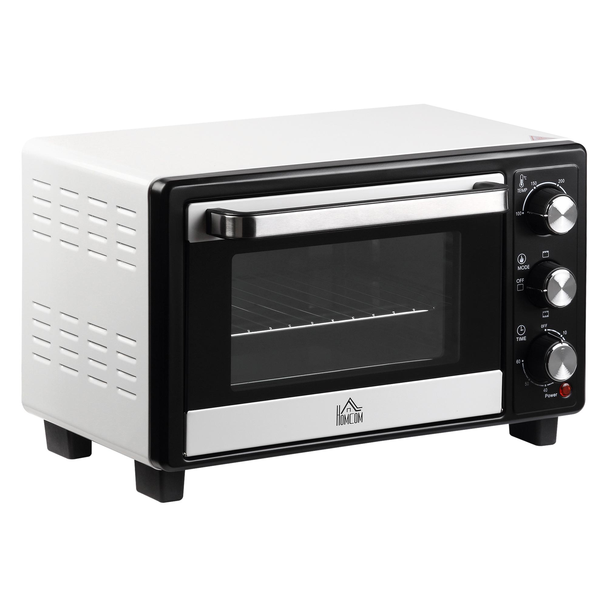 Mini Forno 16 L 1400 W com 3 Modos de Aquecimento Temperatura até 230°C Temporizador 60 Minutos Bandeja para Assar e Grade 44x32x28,1 cm Branco e Preto