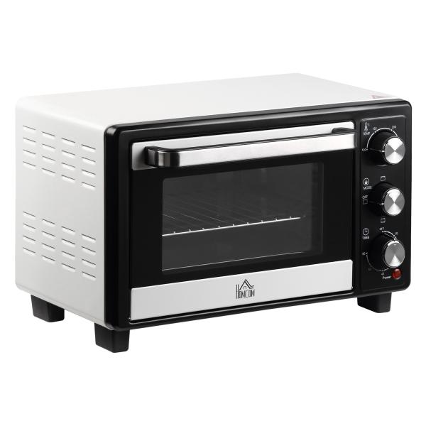 Mini Forno 16 L 1400 W com 3 Modos de Aquecimento Temperatura até 230°C Temporizador 60 Minutos Bandeja para Assar e Grade 44x32x28,1 cm Branco e Preto