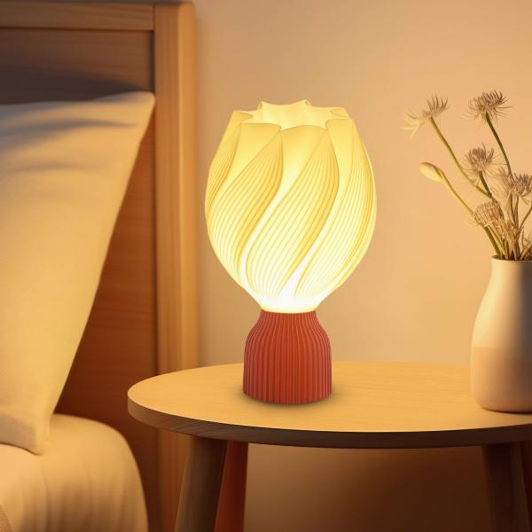 Candeeiro de Mesa com Ecrã de Impressão 3D Candeeiro de Mesa com Desenho de Pétalas com Luz Quente Ø16,5x28 cm Branco