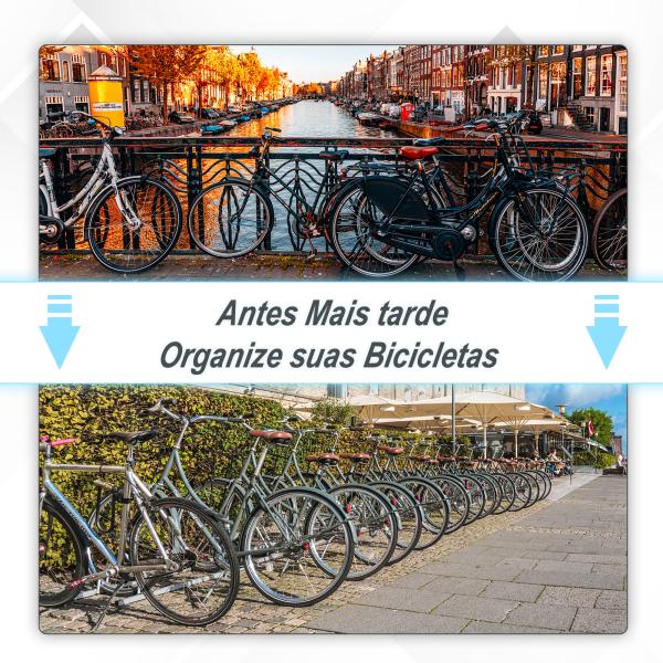 Estacionamento para 3 Bicicletas Suporte de Aço para Estacionar Bicicletas no Chão para Interior e Exterior 76x33x27cm Prata
