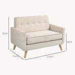 Sofá de 2 Lugares Estofado em Veludo Sofá de Sala de Estar Moderno com Apoio para os Braços e 114x71x82 cm Beige