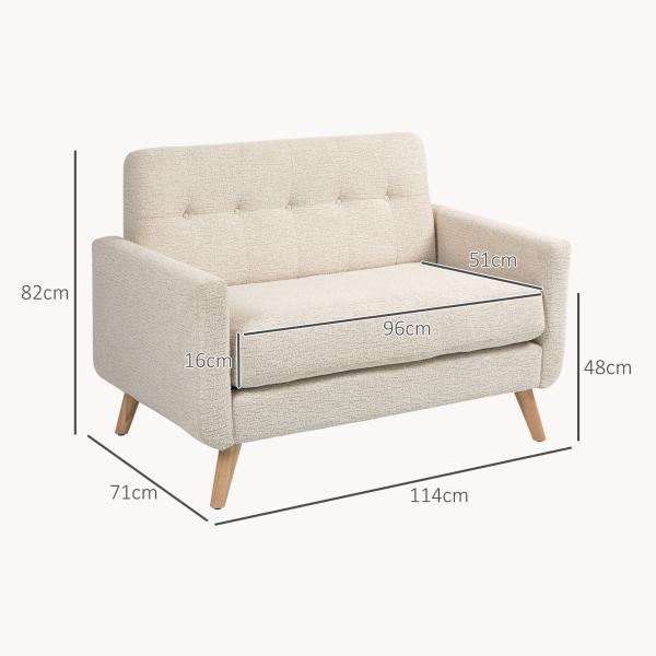 Sofá de 2 Lugares Estofado em Veludo Sofá de Sala de Estar Moderno com Apoio para os Braços e 114x71x82 cm Beige