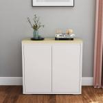Aparador de Sala de Estar Armário de Armazenamento com 2 Portas e Prateleira Ajustável 80x37x75 cm Branco e Madeira