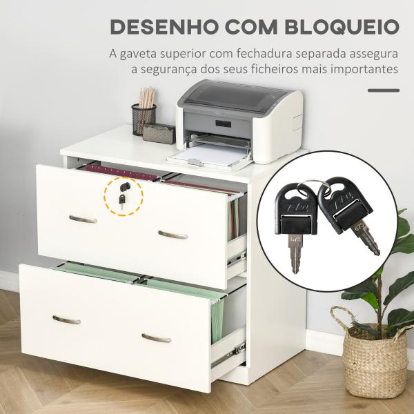 Arquivador de Escritório Armário de Arrumação de Escritório com Fechadura e 2 Chaves 74x42x72cm Branco
