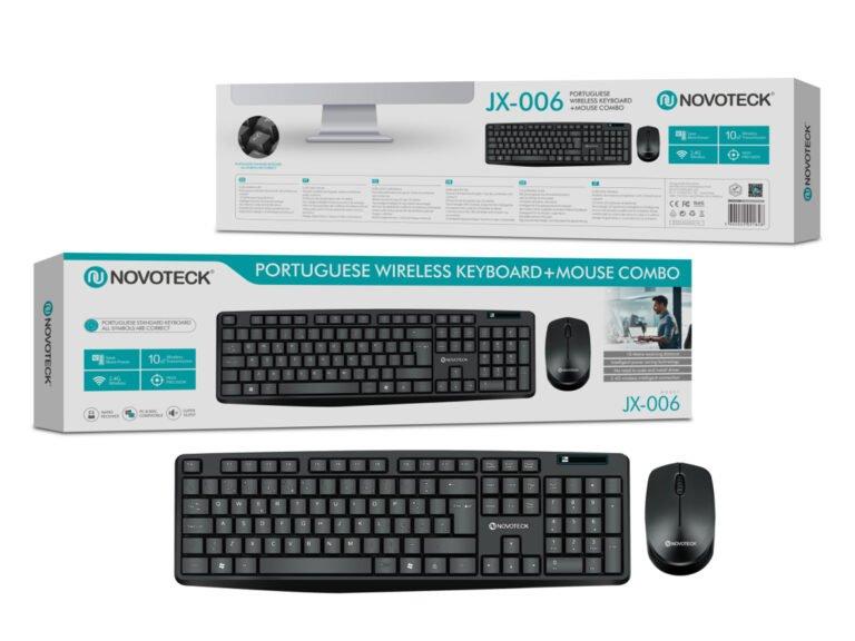 Combo de Teclado e Mouse/Rato sem Fios NOVOTECK JX-006 – Conforto e Eficiência no Trabalho e Lazer