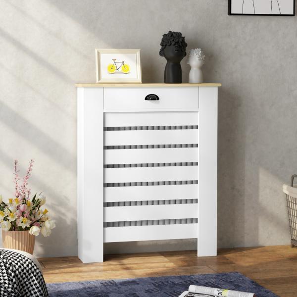 Cobertura para Radiador com Gaveta Cobertura para Radiador de MDF para Sala de Estar Dormitório Corredor 78x19x95,5 cm Branco