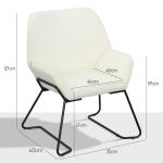 Poltrona Sala de Estar Moderna Poltrona de Leitura com Assento Largo e Acolchoado Estofada em Veludo Pés de Metal 70x67,5x87 cm Creme
