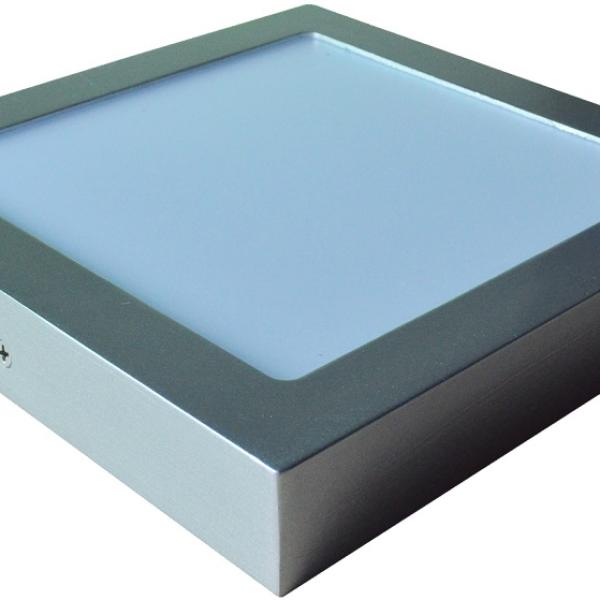 Painel de LED Superficie Quadrado (12 x 12cm) 6W 6000K 600Lm - Aço Escovado