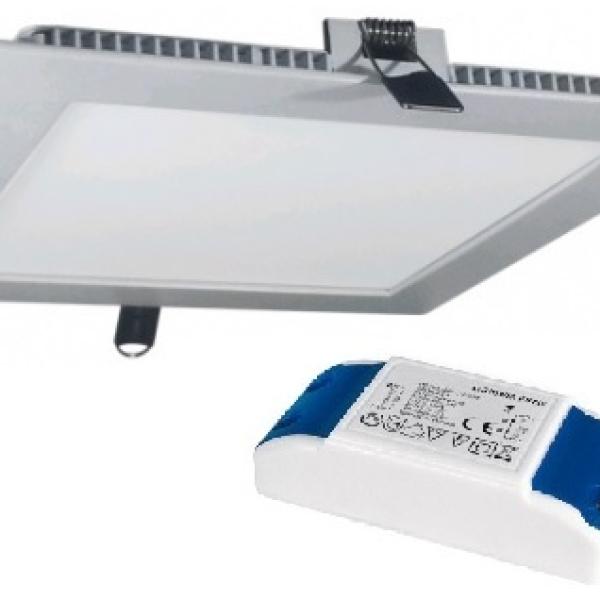 Painel de LED Quadrado (12 x 12 cm) 6W 3000K 480Lm - Aço Escovado
