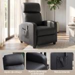 Poltrona de Massagem Reclinável com 2 Zonas de Massagem 8 Programas e 5 Níveis de Intensidade 68x88x98 cm Preto