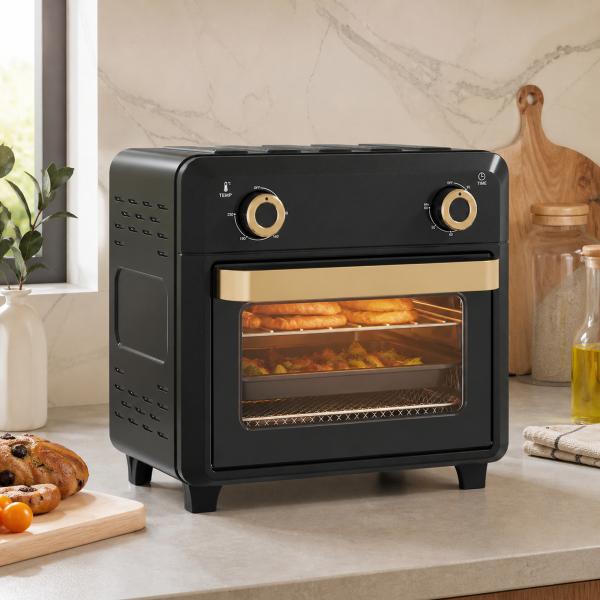 Forno com Air Fryer 10 L com 2 Botões, Convecção 360°, até 230 °C, Temporizador 60 Min, Tabuleiro e Cesto