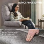 Poltrona Relax Reclinável com Apoio para os Pés Retrátil Encosto Alto Bolso Lateral Acolchoado Grosso 88x91x108 cm Cinzento