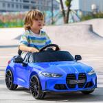 Carro Elétrico para Crianças BMW M4 12V com Controlo Remoto Faróis Buzina Música e Velocidade 3 - 5 km/h 108x69,5x51 cm Azul