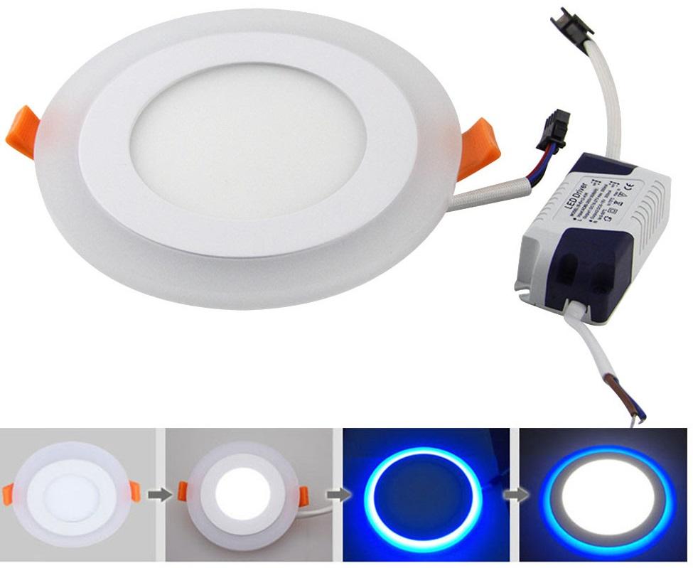 Painel de LED Redondo Ø19cm 16(12+4)W 6000K c/ Anel em Azul