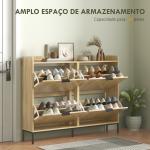 Sapateira Estreita com 4 Portas Sapateira para Entrada com Prateleiras Ajustáveis para 16 Pares de Sapatos 120x23,5x95,5 cm Madeira