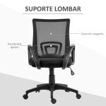Cadeira de Escritório de Malha Giratória com Altura Ajustável Função Basculante e Apoio para os Braços 57x55x89 - 109 cm Preto