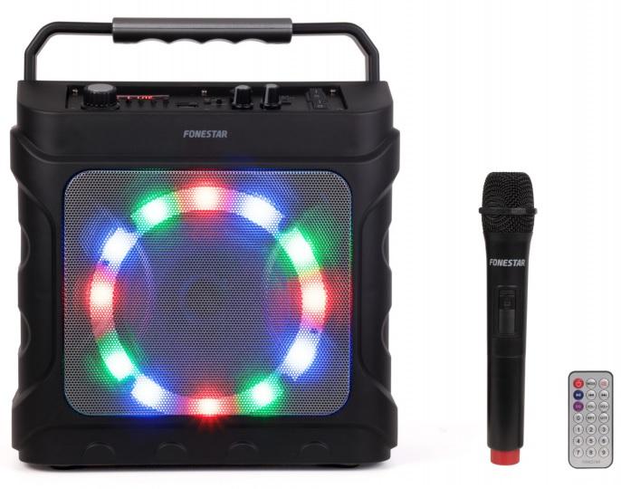 Coluna Amp. Portátil 6.5 20W RMS LED c/ Microfone MP3/USB/MicroSD/FM/VHF/BLUETOOTH - FONESTAR