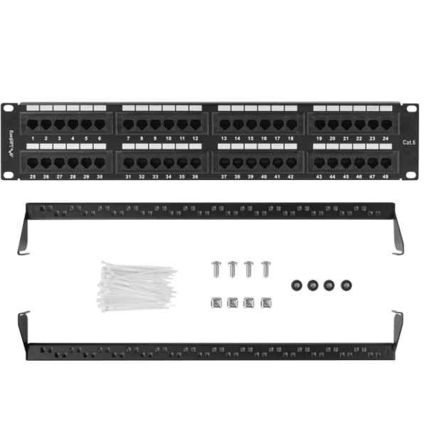 Patch Panel Lanberg 48 Portas 2U 19" Cat.6 Preto — Recondicionado