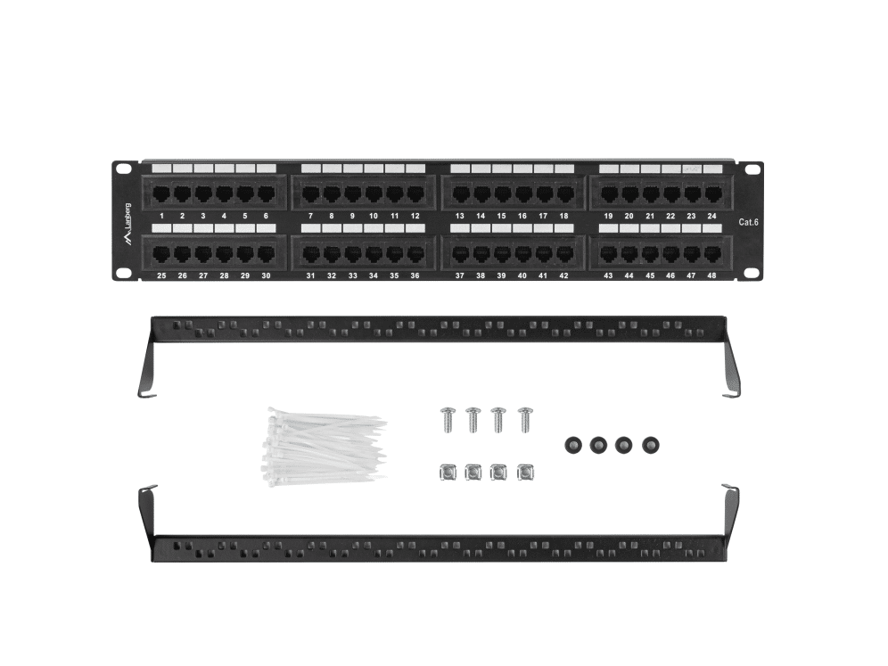 Patch Panel Lanberg 48 Portas 2U 19" Cat.6 Preto — Recondicionado