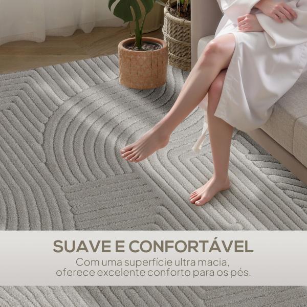 Tapete Sala de Estar 160x230 cm Tapete Pelo Curto Estilo Moderno Base Antiderrapante Tecida à Máquina Cinzento