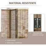 Biombo de 4 Painéis Separador de Ambientes Dobrável 160x1,8x170 cm Divisor de Ambientes de Madeira e Caniço Madeira
