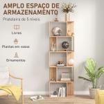 Estante para Livros Estante Alta de Parede com 5 Níveis em Forma de S Desenho Moderno 60x24x184,5 cm Madeira