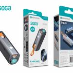 Power Bank Portátil 5000mAh PB-008 Negro com Lanterna e Cabo Integrada