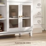 Aparador 2 Portas de Vidro Aparador para Sala Moderno com Gaveta Compartimentos Abertos 100x35x80,3 cm Branco