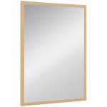 Espelho de Parede Decorativo 50x70 cm Espelho Retangular Espelho de Sala com 4 Ganchos Metálicos Estilo Moderno Madeira