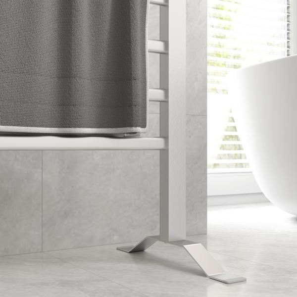 Toalheiro Elétrico de Parede ou Solo 150 W com Função de Temporizador e 8 Barras para Casa de Banho 53x35x90 cm Prata