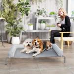 Cama Elevada para Cães com Latertais Amovíveis Cama Elevada para Cães Grandes Portátil com Malha Respirável 130x90x30 cm Cinza Claro