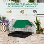 Gaiola para Animais Pequenos com 2 Portas Base com Tecido Oxford Impermeável e Toldo 90x75x75 cm Preto e Verde