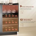 Móvel de Bar com Luzes LED RGB e Porta - Garrafas para 12 Garrafas Armário Buffet para Vinhos para Sala de Jantar Sala de Estar Preto