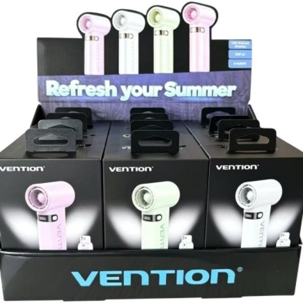 Pack 12x Ventoinhas PBE Portátil Recarregável USB - C c/ Ecrã LED - VENTION