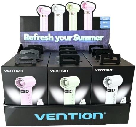 Pack 12x Ventoinhas PBE Portátil Recarregável USB - C c/ Ecrã LED - VENTION
