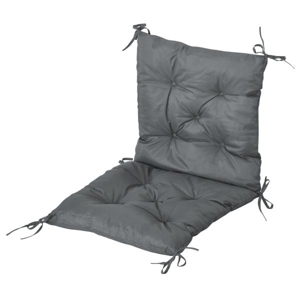 Conjunto de 2 Almofadas de Cadeira 50x98x8 cm Almofadas de Cadeira de Exterior para Jardim Terraço Varanda Cinza Escuro