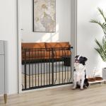 Barreira de Segurança para Cães Extensível para Escadas e Portas 75 - 115 cm com 2 Extensões e 10 - 20 cm Altura 76 cm Preto