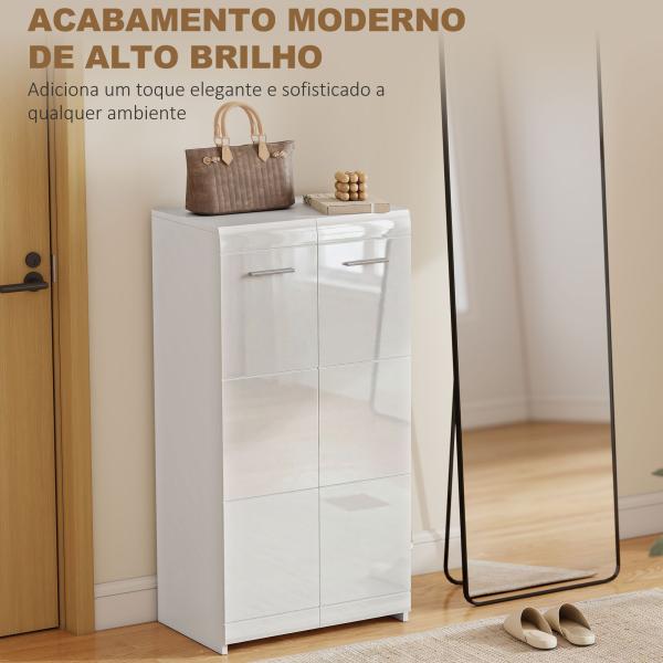 Sapateira Armário para Sapatos Moderno com Prateleiras Ajustáveis para 10 Pares de Sapatos 55x36x108 cm Branco Brilhante