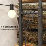 Suporte para Lenha Extensível com 4 Ganchos Carga Máxima 100 kg para Interior e Exterior 40 - 65x25x100 - 150 cm Preto