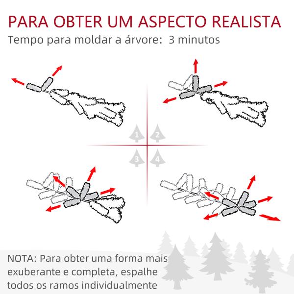 Árvore de Natal de Mesa 60 cm com 20 Luzes LED 141 Ramos 5 Pinhas 5 Bagas Vermelhas e Suporte de Metal para Interior Verde