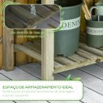 Horta Urbana de Madeira com Prateleira Mesa de Cultivo Retangular com Orifícios de Drenagem para Cultivos Plantas Jardim Terraço Exterior Carga 80 kg 91x51x76 cm Natural