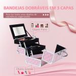 Estojo de Maquilhagem Organizador Cosméticos Profissional 20x15x15cm rosa