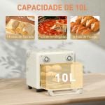 Forno com Fritadeira de Ar 10 L com 2 Manípulos Convecção 360° 80 - 230 °C Temporizador 60 Min Tabuleiro e Cesto