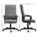 Cadeira de Escritório Giratória 360° com Encosto Alto Altura Ajustável e Função de Inclinação 65x65x102 - 112,5cm Cinza Escuro