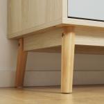 Aparador Auxiliar Móvel de Armazenamento com 2 Armários Fechados e 2 Gavetas Pés Elevados de Madeira de Pinho para Cozinha Dormitório Entrada 100x40x79,5cm Branco Cinza Madeira