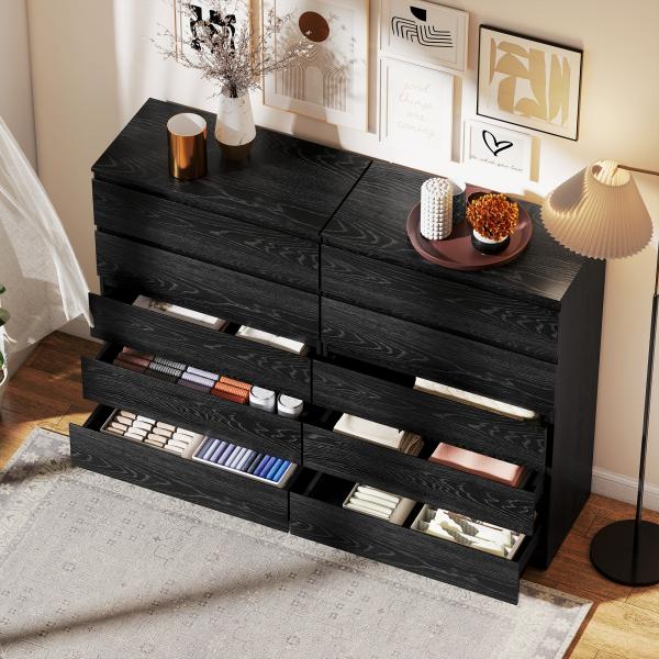 Cómoda 5 Gavetas Cômoda para Quarto Móvel de Arrumação Estilo Moderno 77x40x111,5 cm Preto Veteado