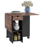 Mesa de Cozinha Dobrável com Rodas Laterais Rebatíveis Gaveta e Prateleiras para 2 - 4 Pessoas 120x72x75 cm Madeira Branco