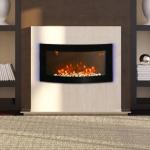 Lareira Elétrica de Parede com Efeito de Chama Realista Luzes LED e Potência Ajustável 1000W/2000W 89,2x13,5x48cm Preto